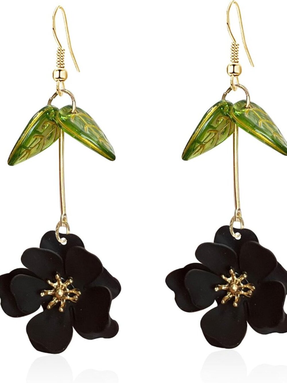 Boho Flower Dangle Earrings Cute Green Leaf Fairy Statement Summer Refreshing Se